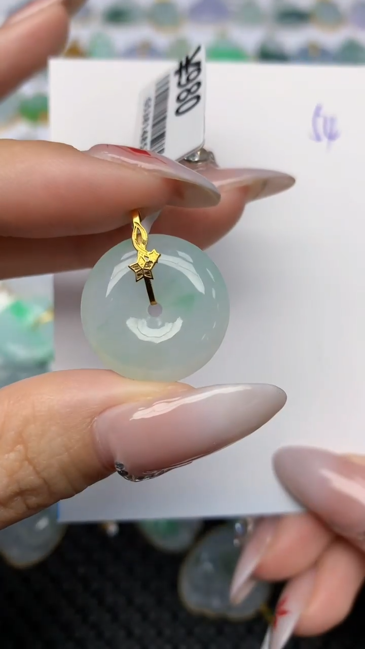 【闪购商品】翡翠颈饰18K金镶嵌天然翡翠A货 54