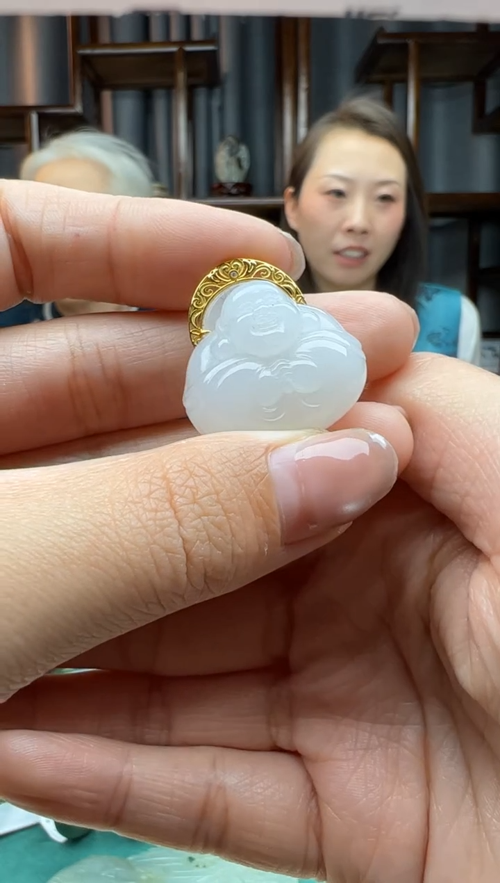 【闪购商品】和田玉颈饰18K金镶嵌吊坠 佛公