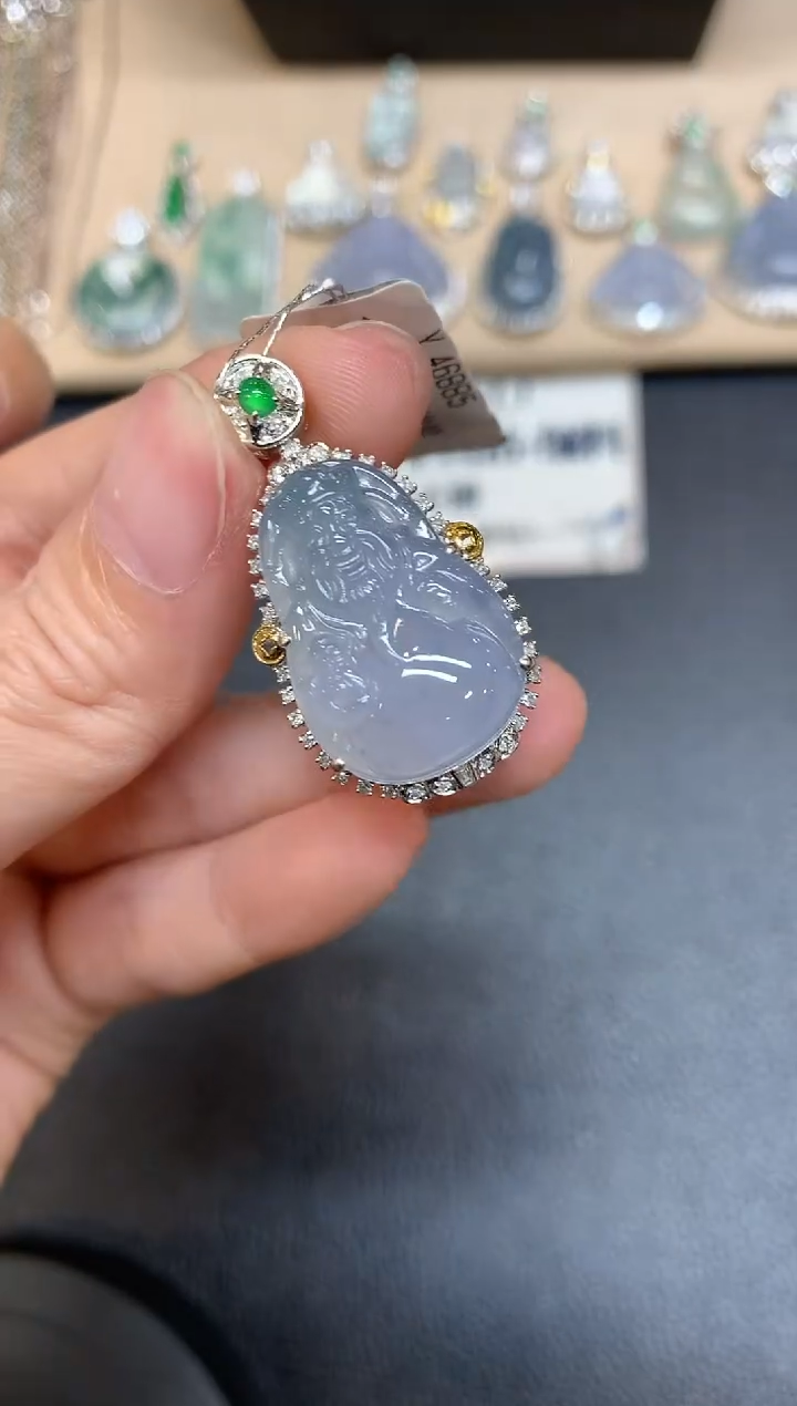 【闪购商品】翡翠吊坠(不含链)18K金镶嵌财神【无服务费