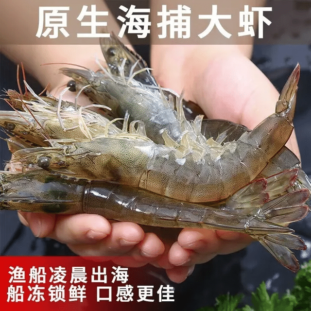 渔民海洋大虾海水虾大号海虾14-18只速冻锁鲜新鲜味美整箱5斤