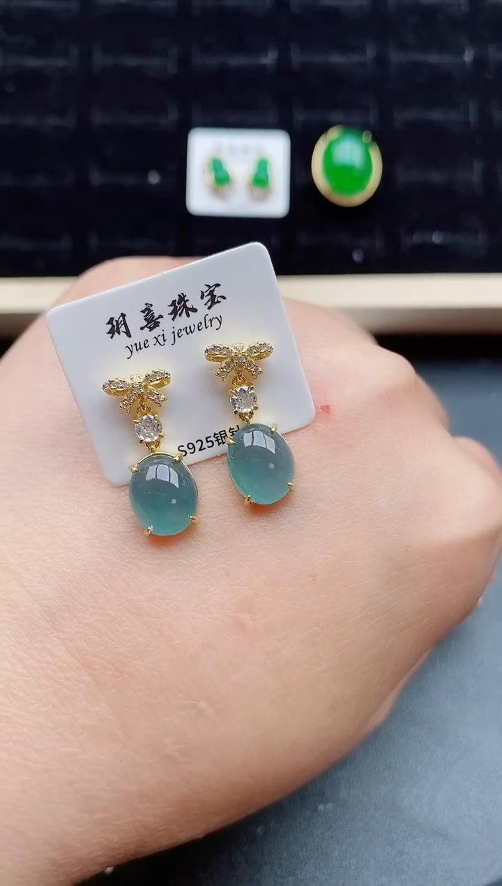 【闪购商品】翡翠耳饰银S925镶嵌1212121