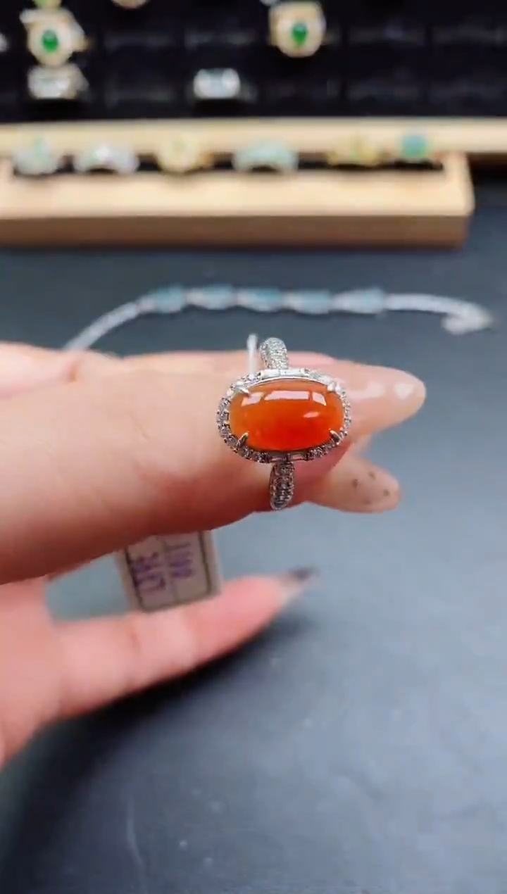 银S925镶嵌戒指翡翠1