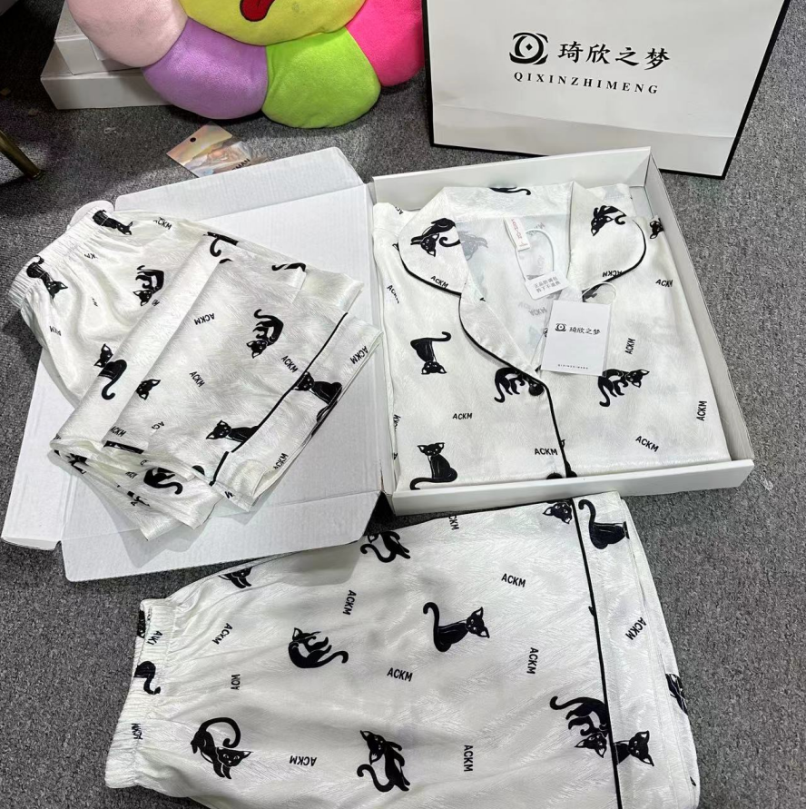 夏季薄款家居服短袖家居服套装宽松睡衣女