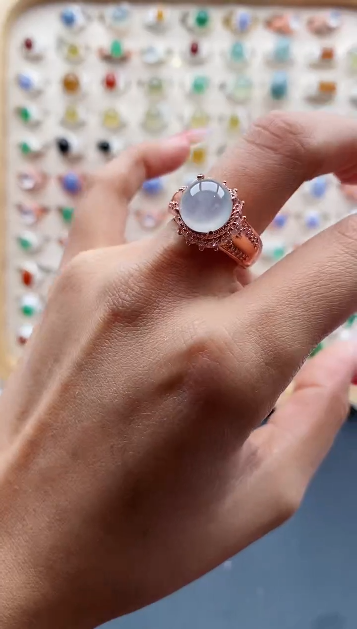 【闪购商品】翡翠戒指未镶嵌缅甸天然A货翡翠555 7+4