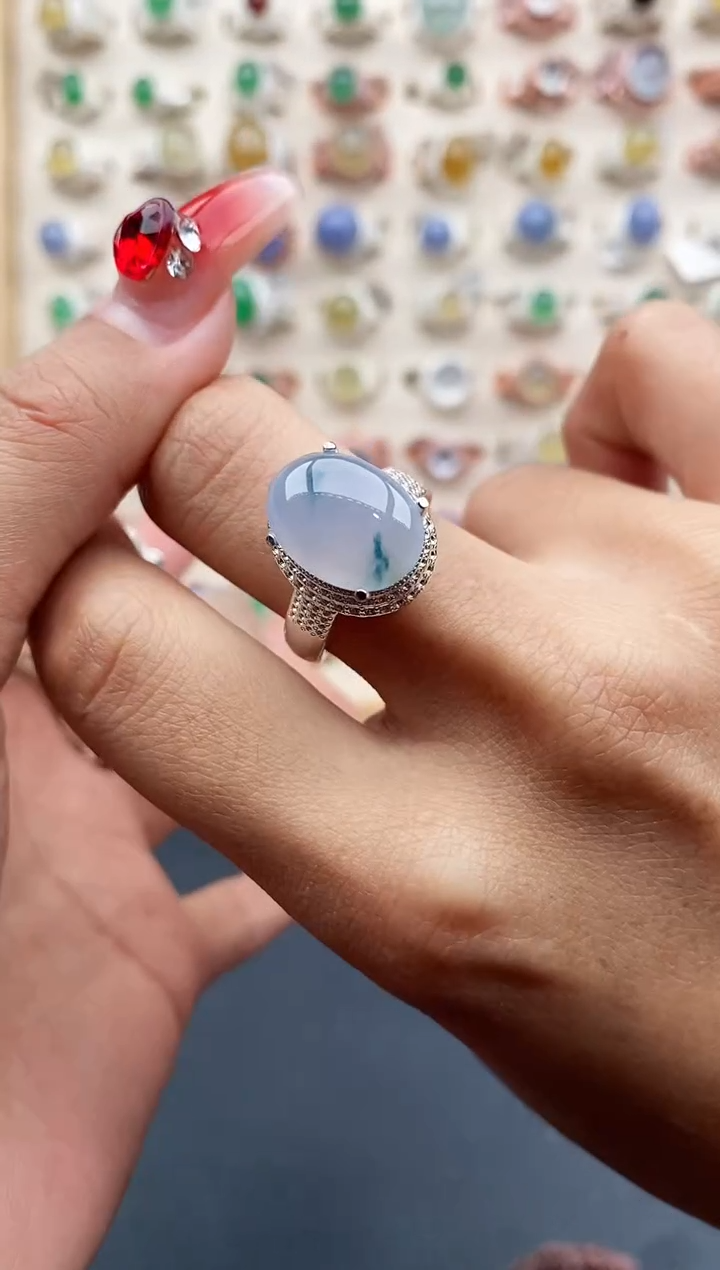 【闪购商品】翡翠戒指未镶嵌缅甸天然A货翡翠444 5+9