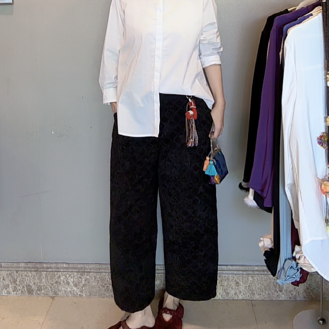 4036｛塞外映雪｝新中式原创设计时尚百搭显瘦秋冬保暖裤子