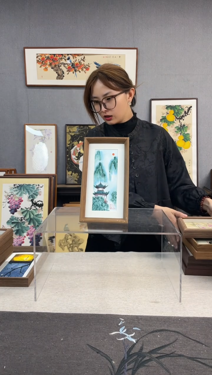 【闪购商品】国画手写手绘带框作品-16*29-山水