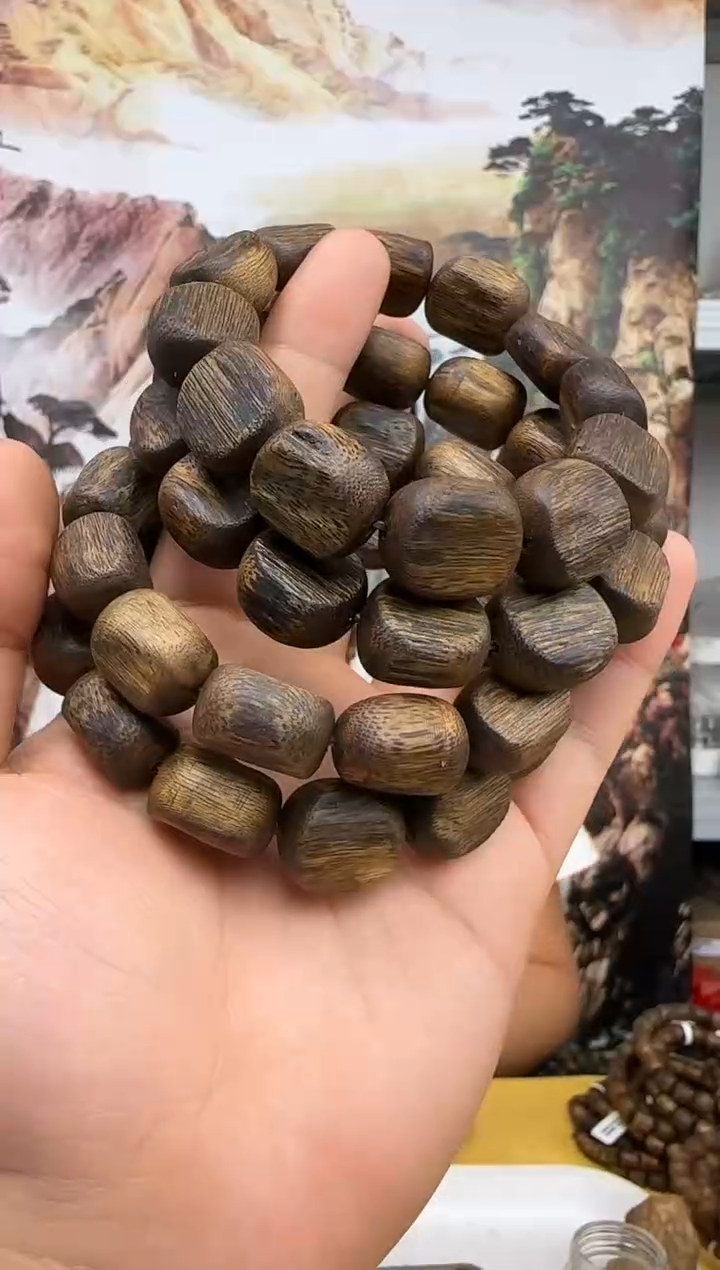 沉香手串沉水浮奇楠白奇树心牌珠单圈21克多样性发一条