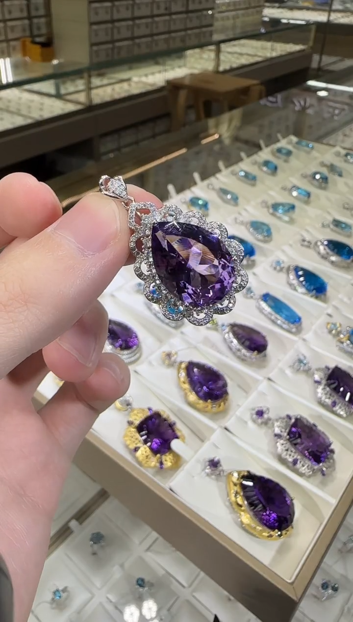 银S925镶嵌戒指紫晶25ct