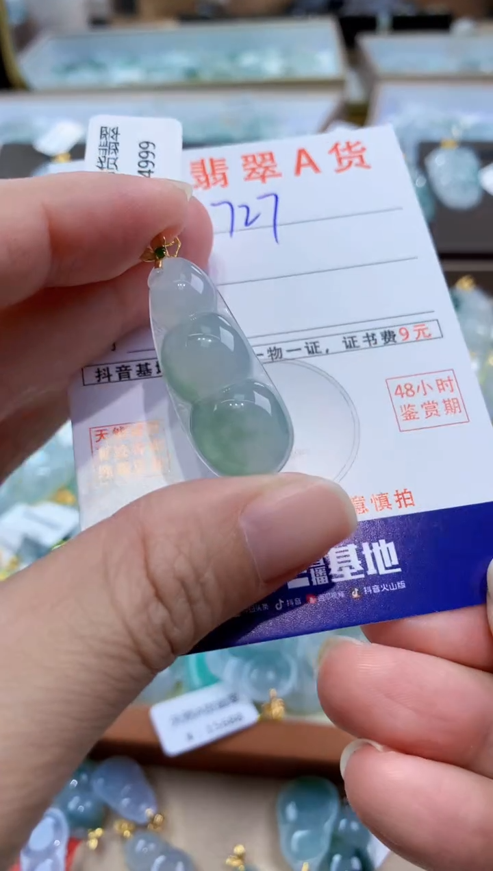 颈饰18K金镶嵌翡翠天然翡翠A货挂件 