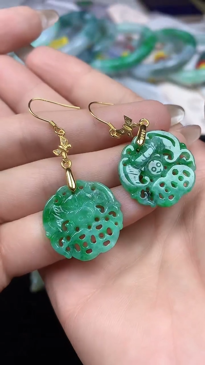 【闪购商品】翡翠耳饰银S925镶嵌耳饰