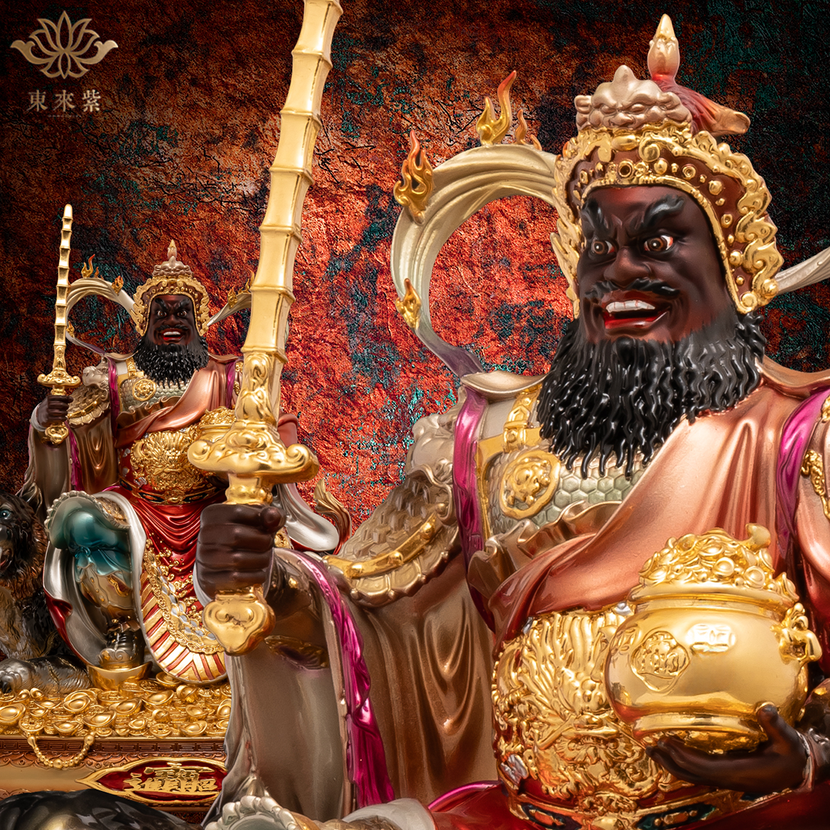 武财赵公明店铺公司家居玄关传统铜工艺品摆件