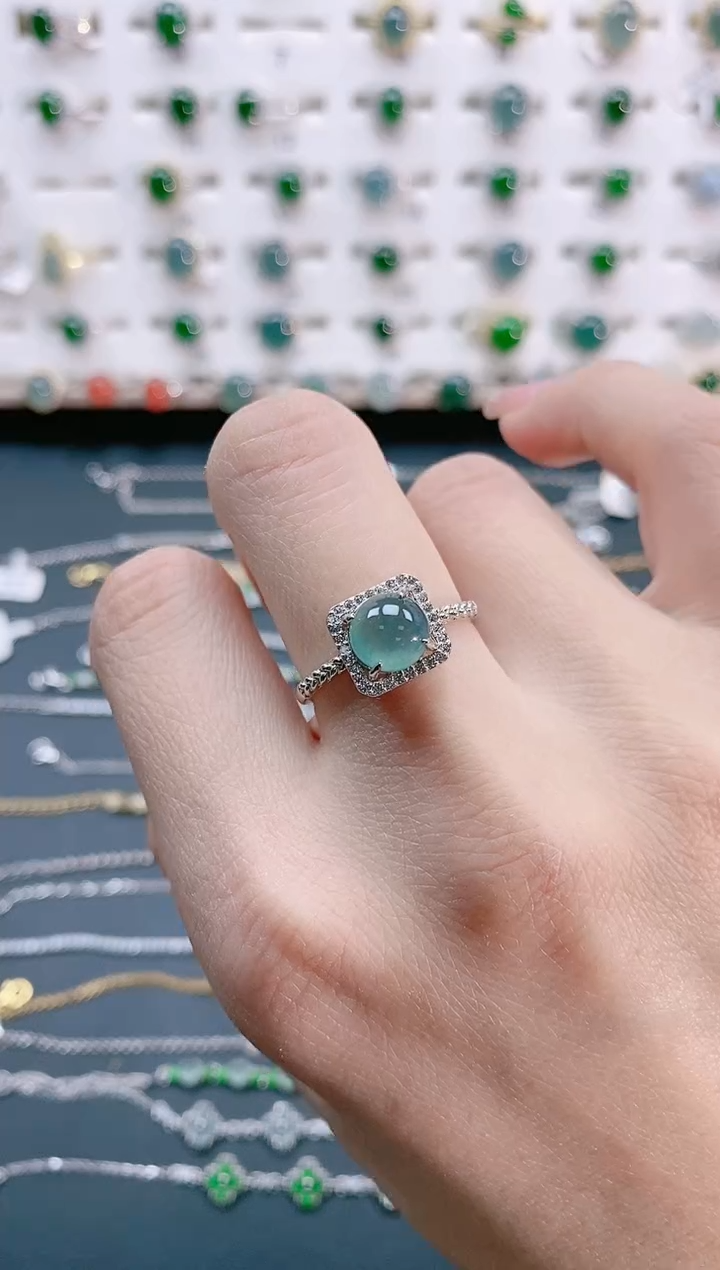 【闪购商品】翡翠戒指银S925镶嵌天然翡翠