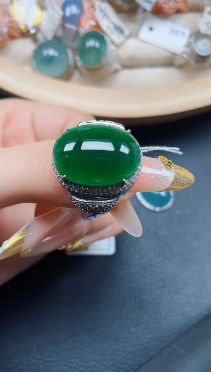 【闪购商品】翡翠戒指银S925镶嵌翡翠