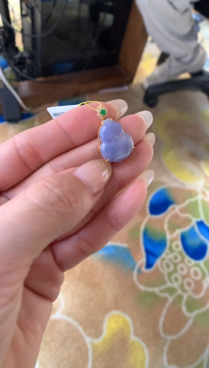 【闪购商品】翡翠颈饰18K金镶嵌葫芦