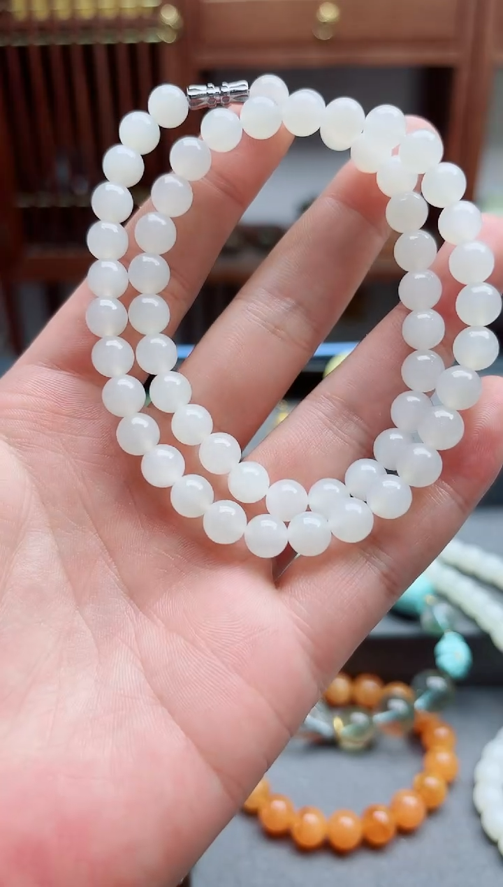 和田玉未镶嵌颈饰白玉项链TF