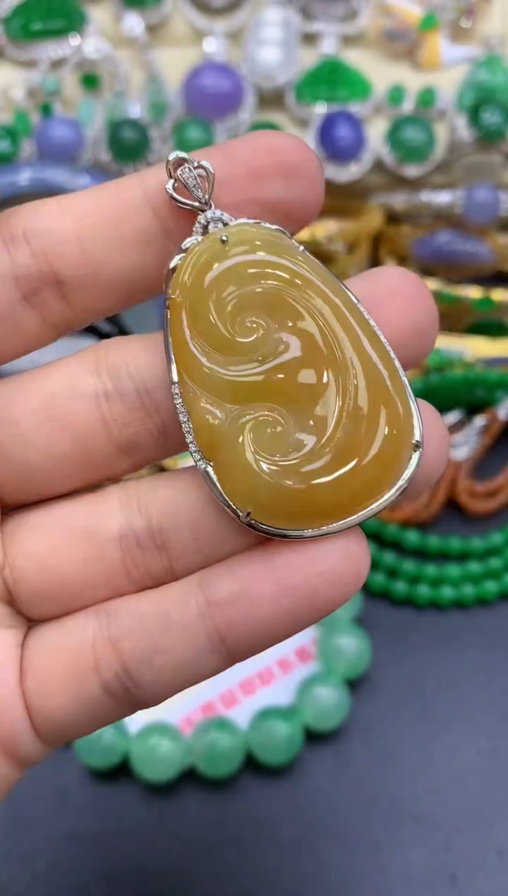 颈饰18K金镶嵌翡翠389-中国好珍宝
