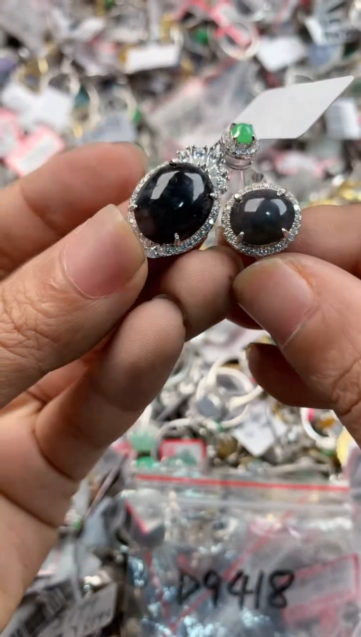 银S925镶嵌戒指翡翠1313---1