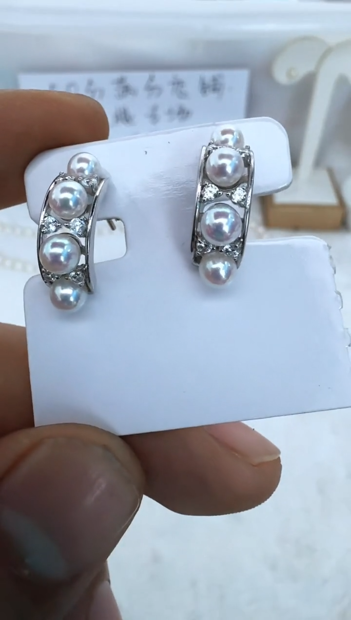 【闪购商品】海水珍珠耳饰银S925镶嵌耳钉