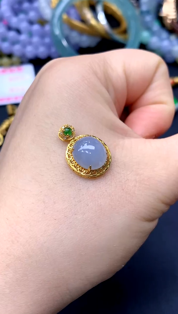 颈饰18K金镶嵌翡翠289-中国好珍宝