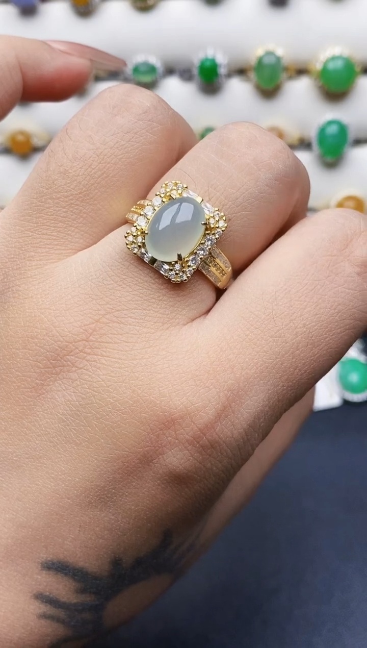 银S925镶嵌戒指翡翠0353