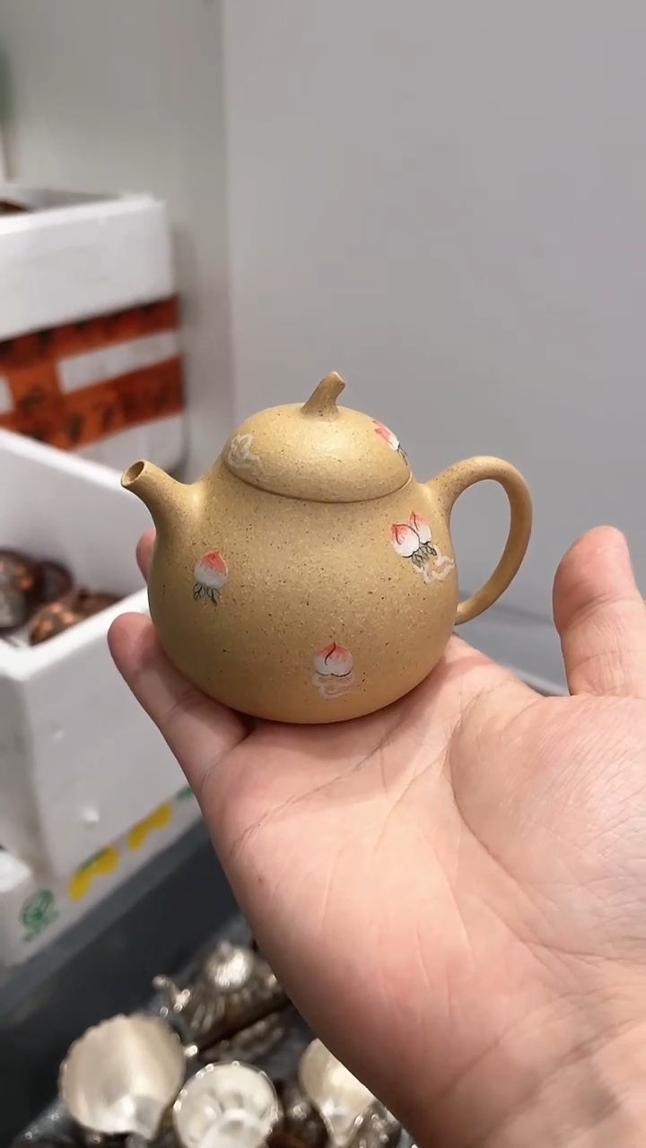 茶壶紫砂茄瓜小桃子壶120cc