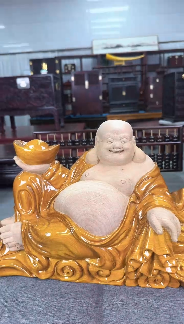 乌木类端景台金丝楠木弥勒佛