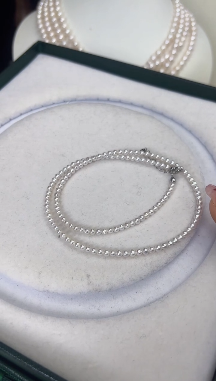 【闪购商品】淡水珍珠项链银S925镶嵌3MM淡水珍珠项链