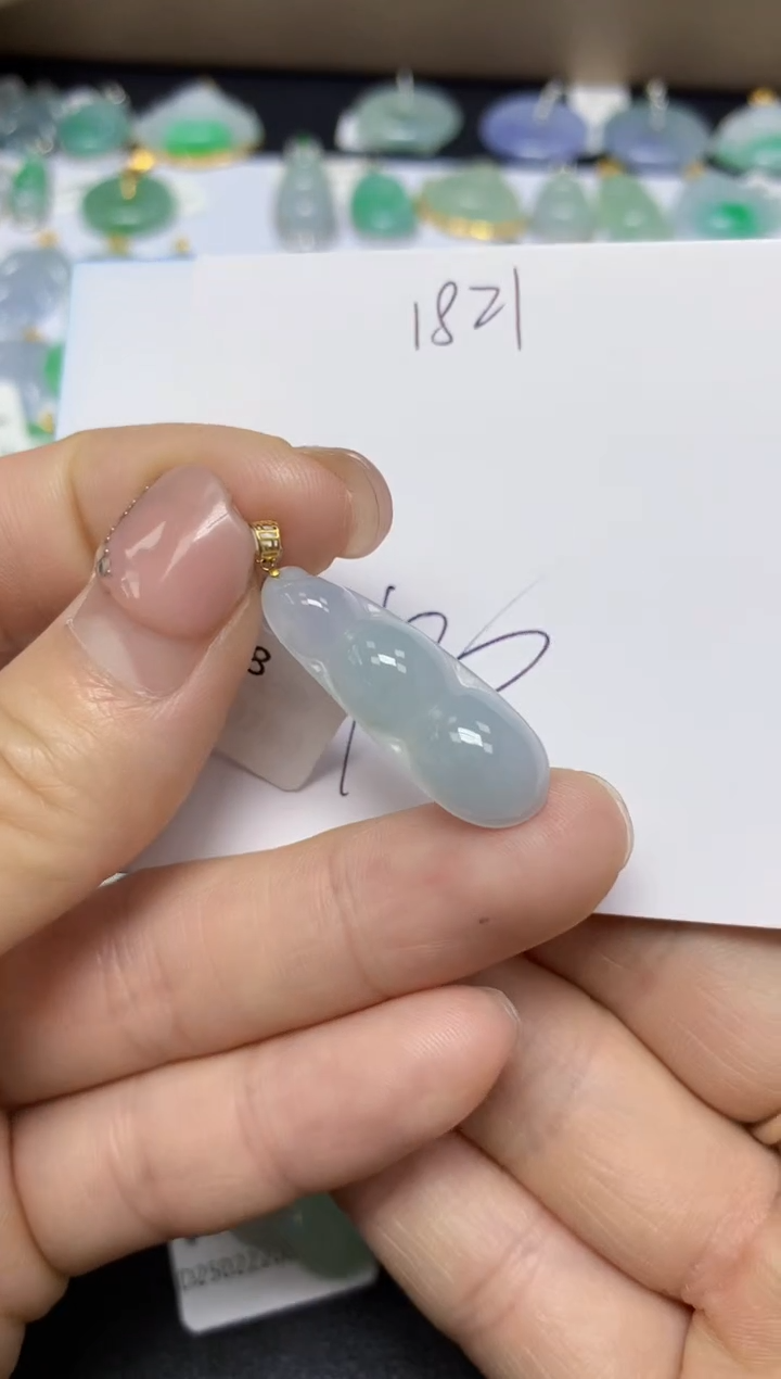【闪购商品】翡翠挂件18K金镶嵌 天然翡翠A货