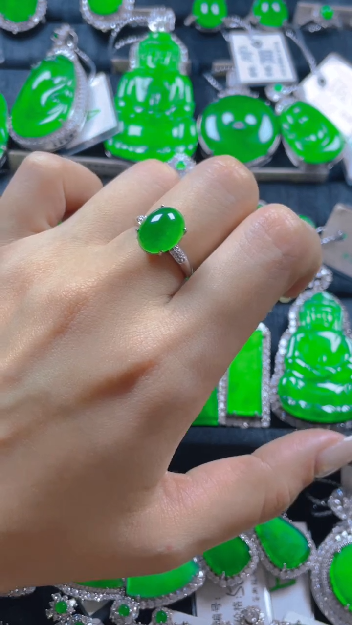 银S925镶嵌戒指翡翠11