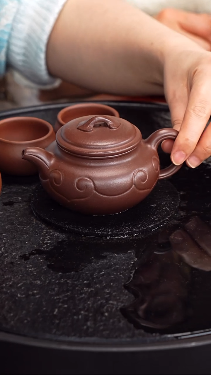 紫砂无张彩萍  仿古如意38  棠韵紫泥  200毫升