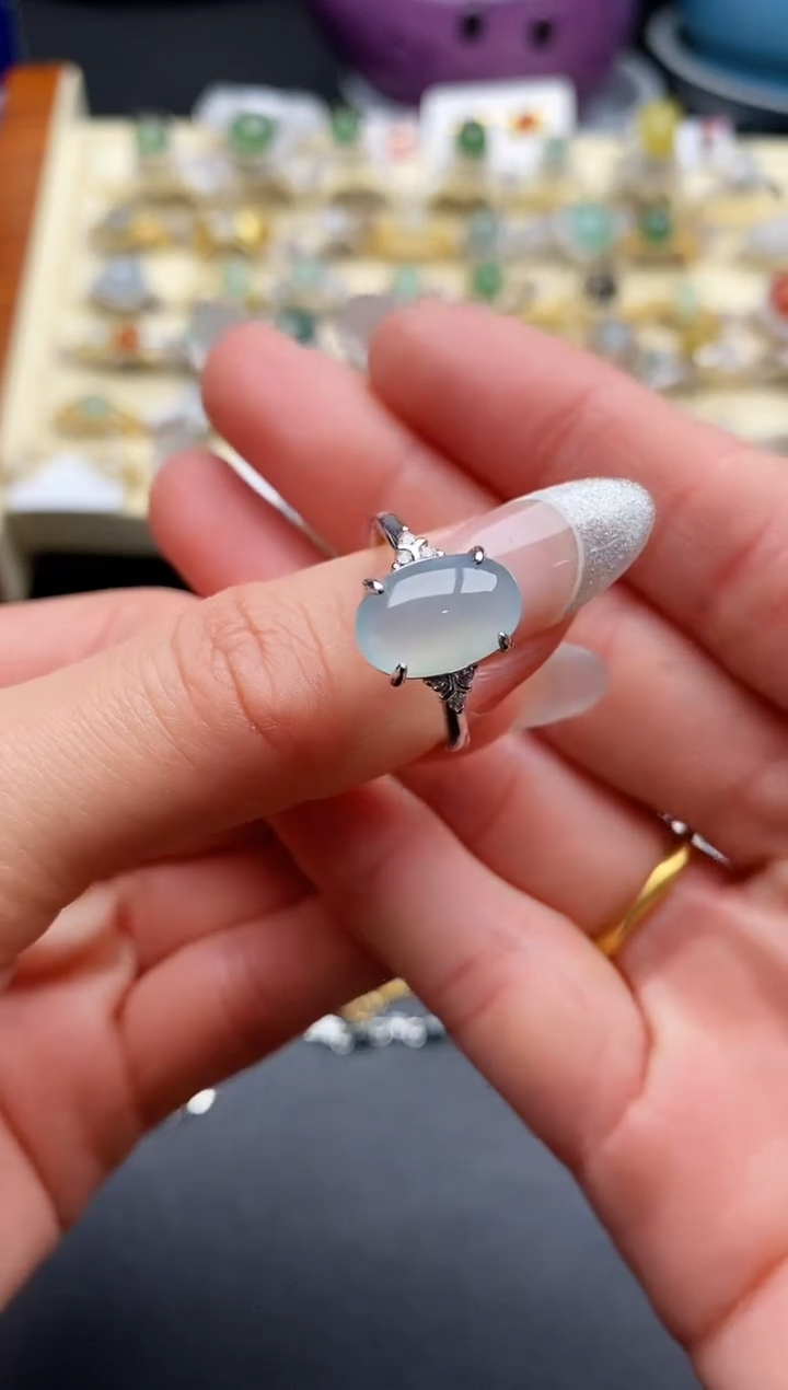 【闪购商品】翡翠戒指银S925镶嵌33333333+1
