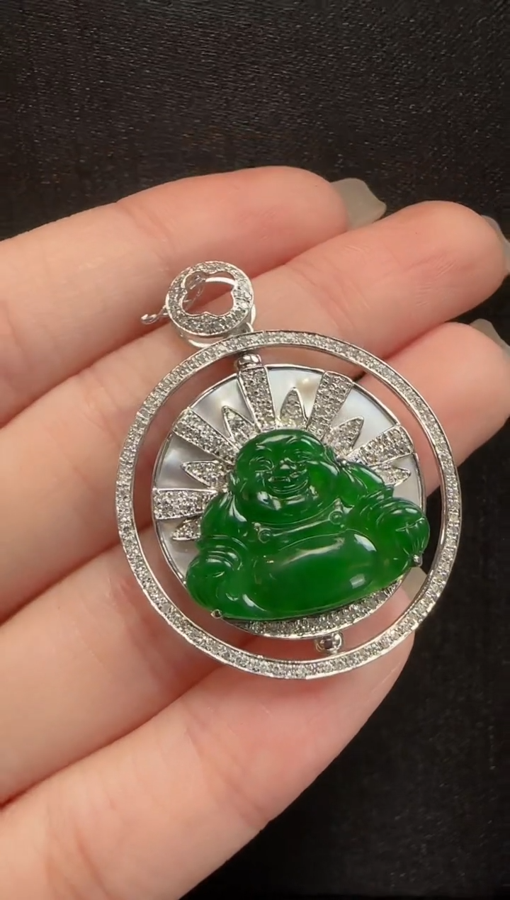 【闪购商品】翡翠颈饰18K金镶嵌928玉佛一个