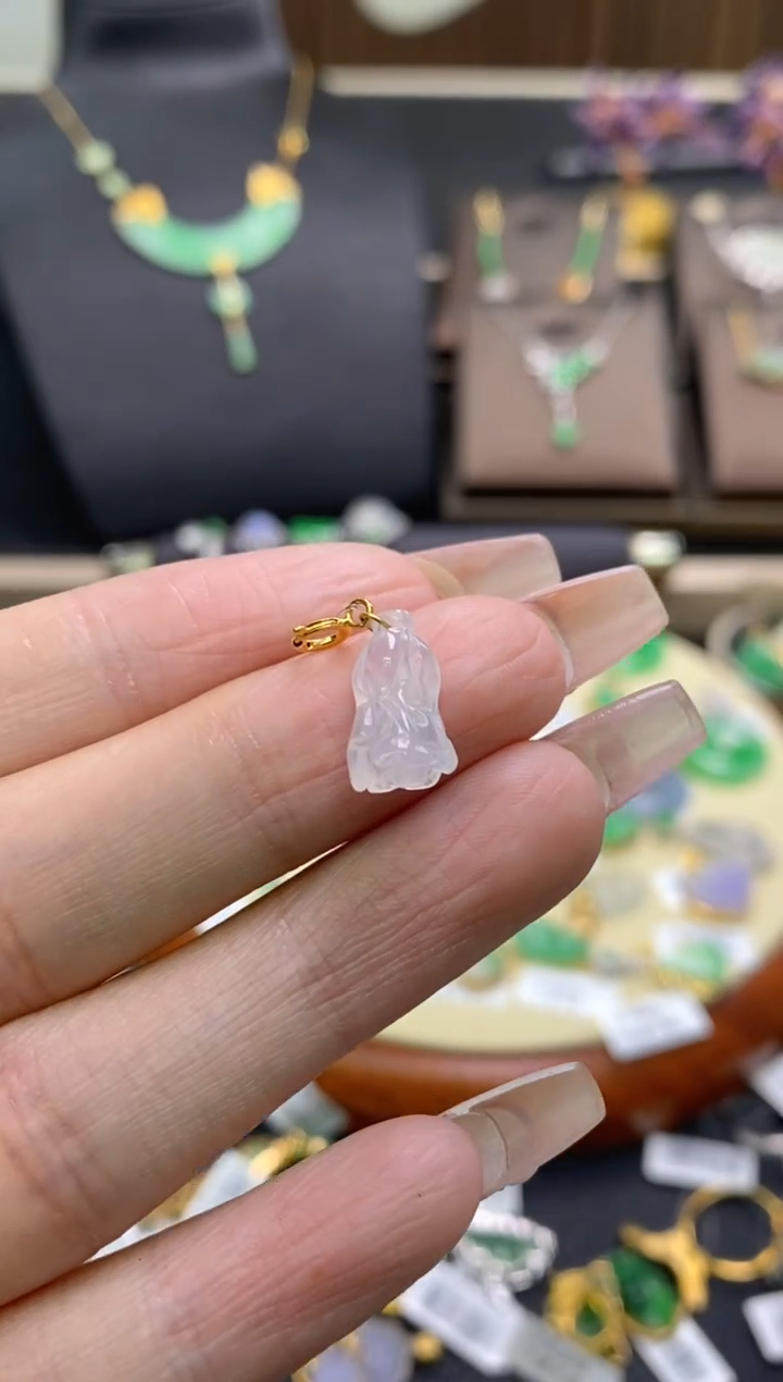 【闪购商品】翡翠颈饰18K金镶嵌净货16011