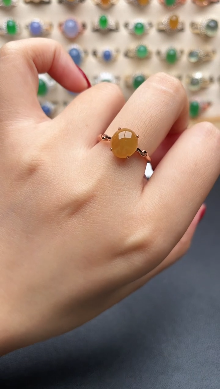 银S925镶嵌戒指翡翠一物一证一礼盒