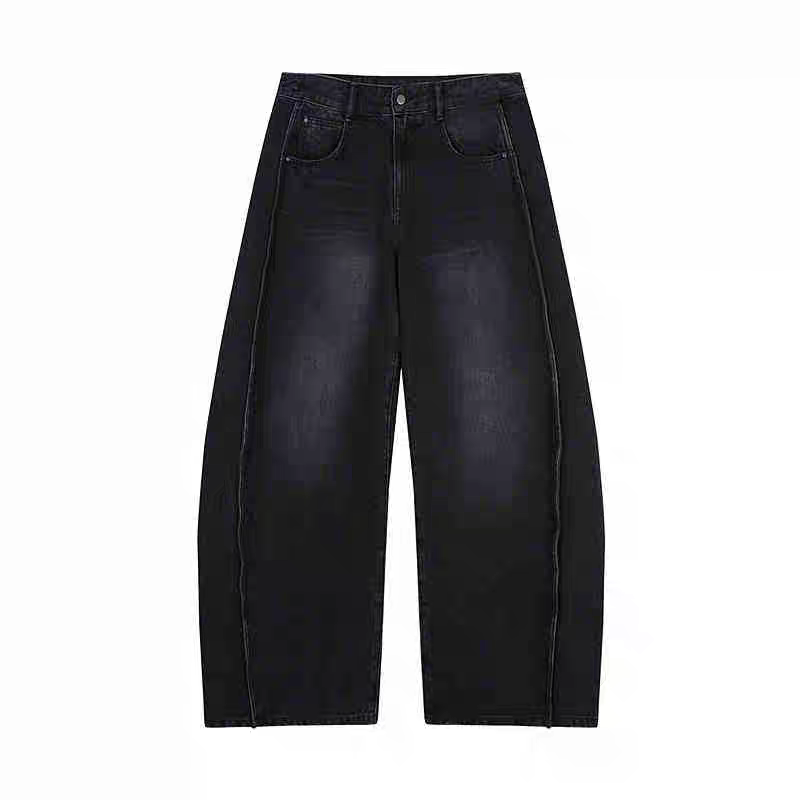 2168【商场同款】江南25冬牛仔香蕉裤立体剪裁弯刀裤