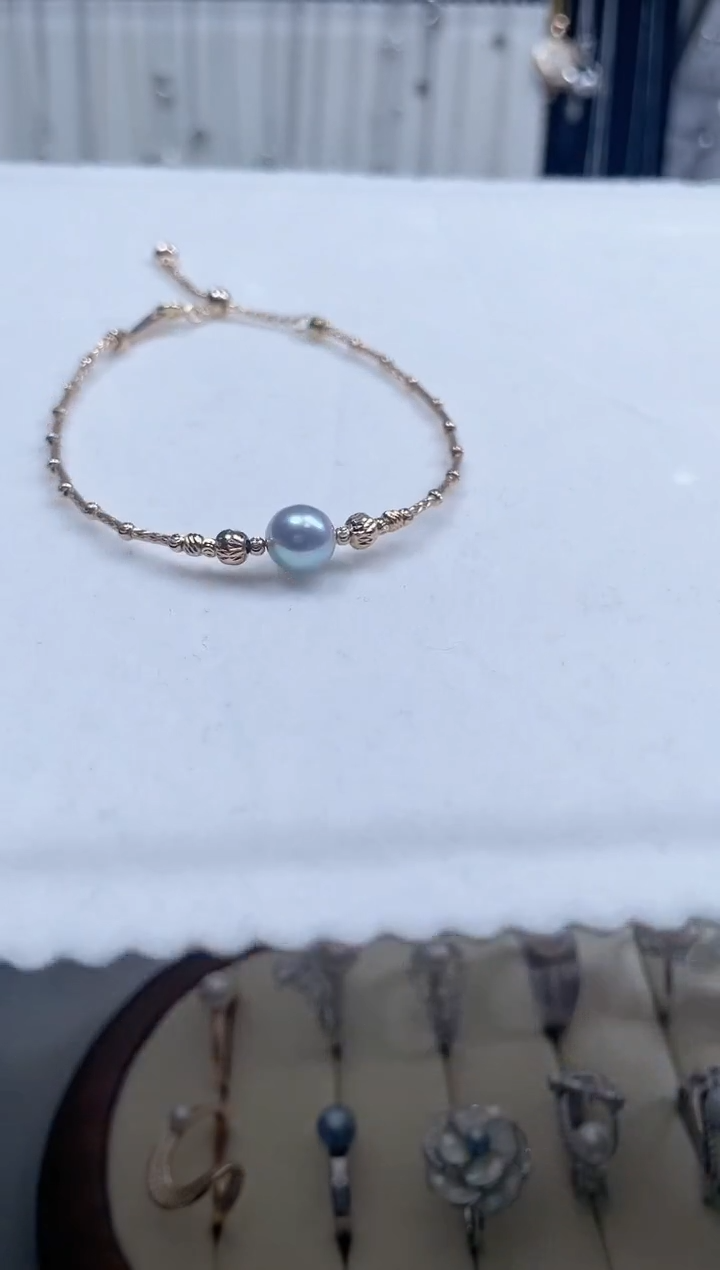 【闪购商品】海水珍珠手绳银S925镶嵌菠萝串珍珠手链