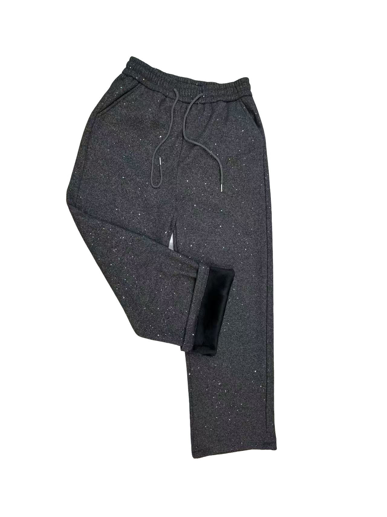 2026新款满天星加绒加厚撒银直筒阔腿裤高腰显瘦垂感抽绳休闲女裤