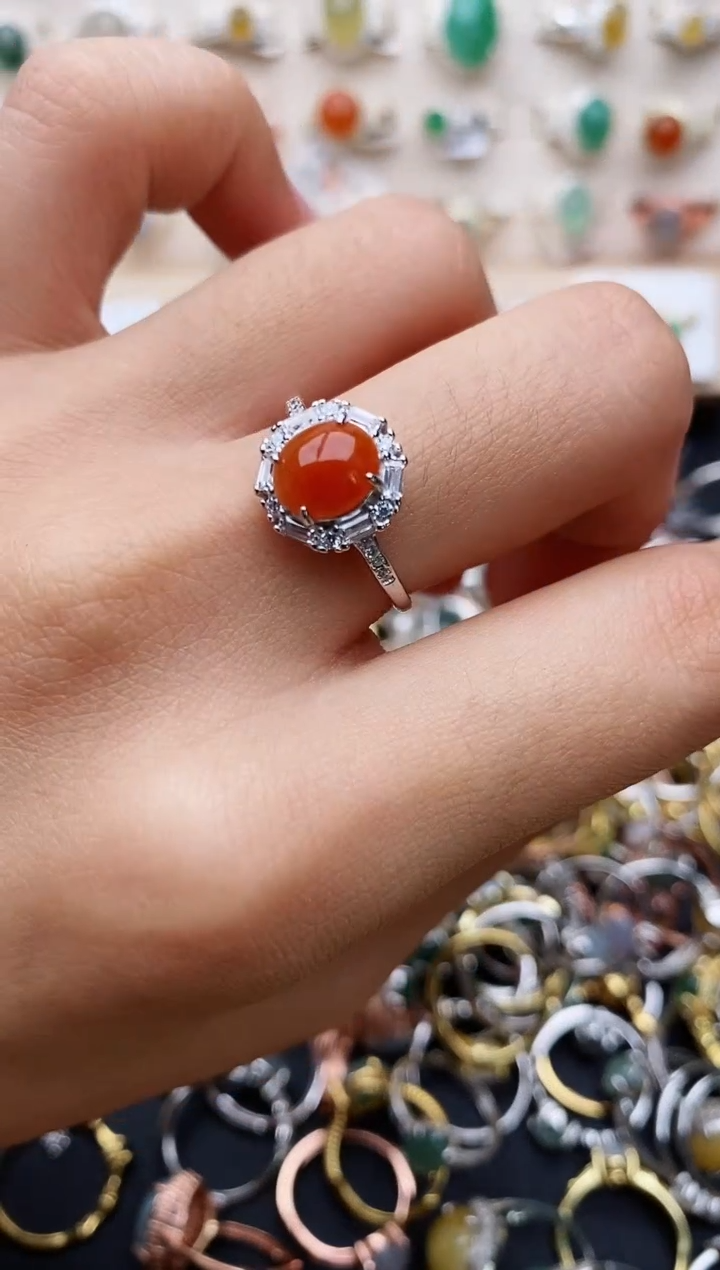 【闪购商品】翡翠戒指银S925镶嵌缅甸翡翠