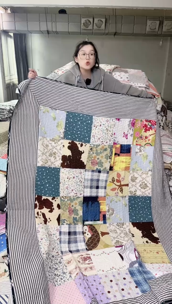 棉160*210黑条纹百家被