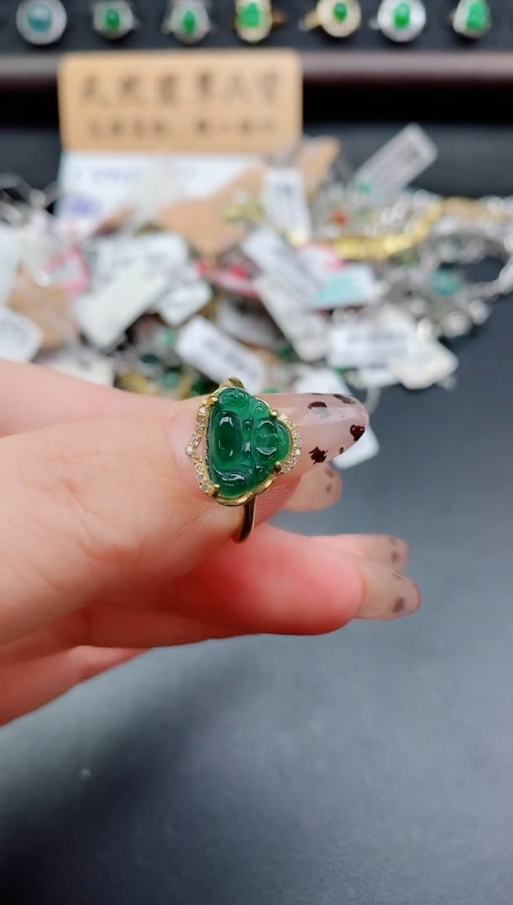 银S925镶嵌戒指翡翠1