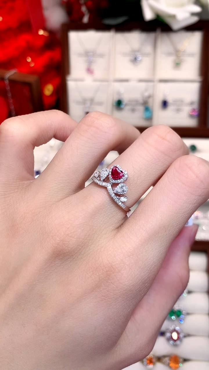 【闪购商品】红宝石戒指18K金镶嵌0.52ct/天然宝石/七天无理由