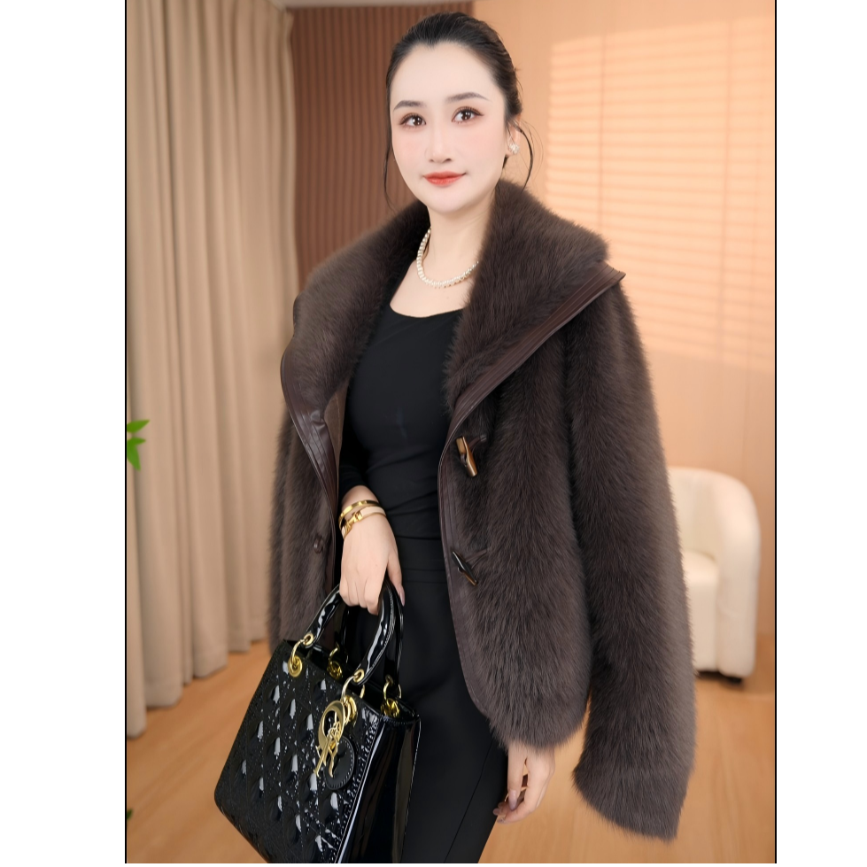 秋冬新款雪兰貂气质小香风保暖外套14356-如意