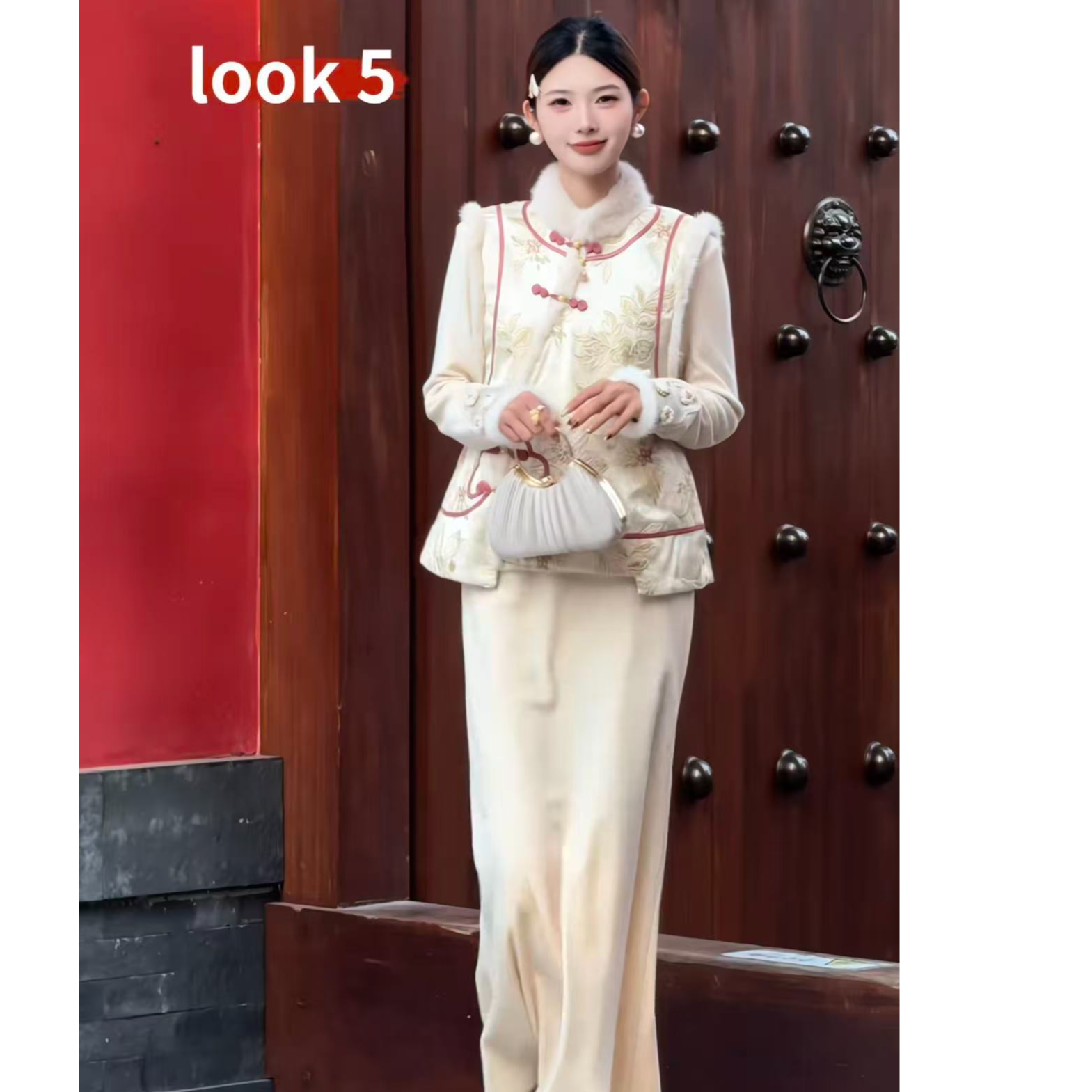 禾婉【凝芷】2025款水貂毛人丝高端刺绣马甲新中式国风260111