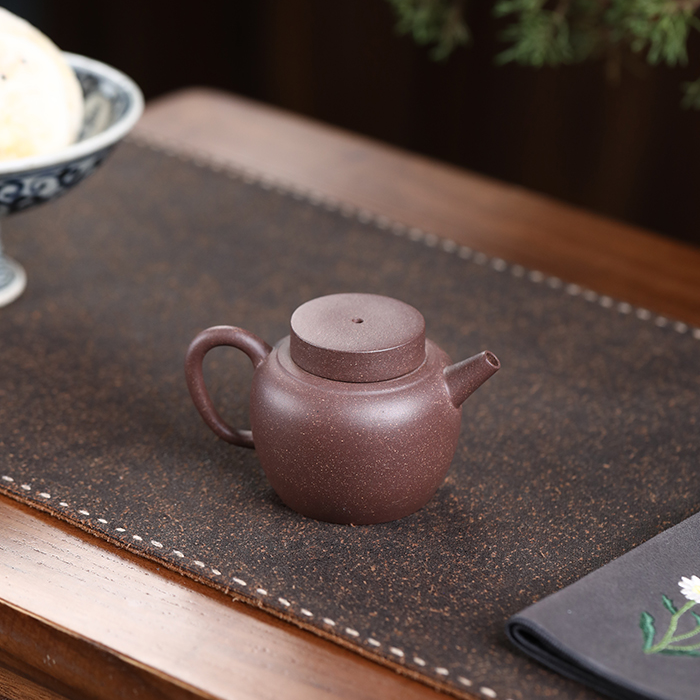 【相遇紫砂】宜兴抟泥青年大彬汲泉紫玉金砂120cc紫砂茶壶茶具