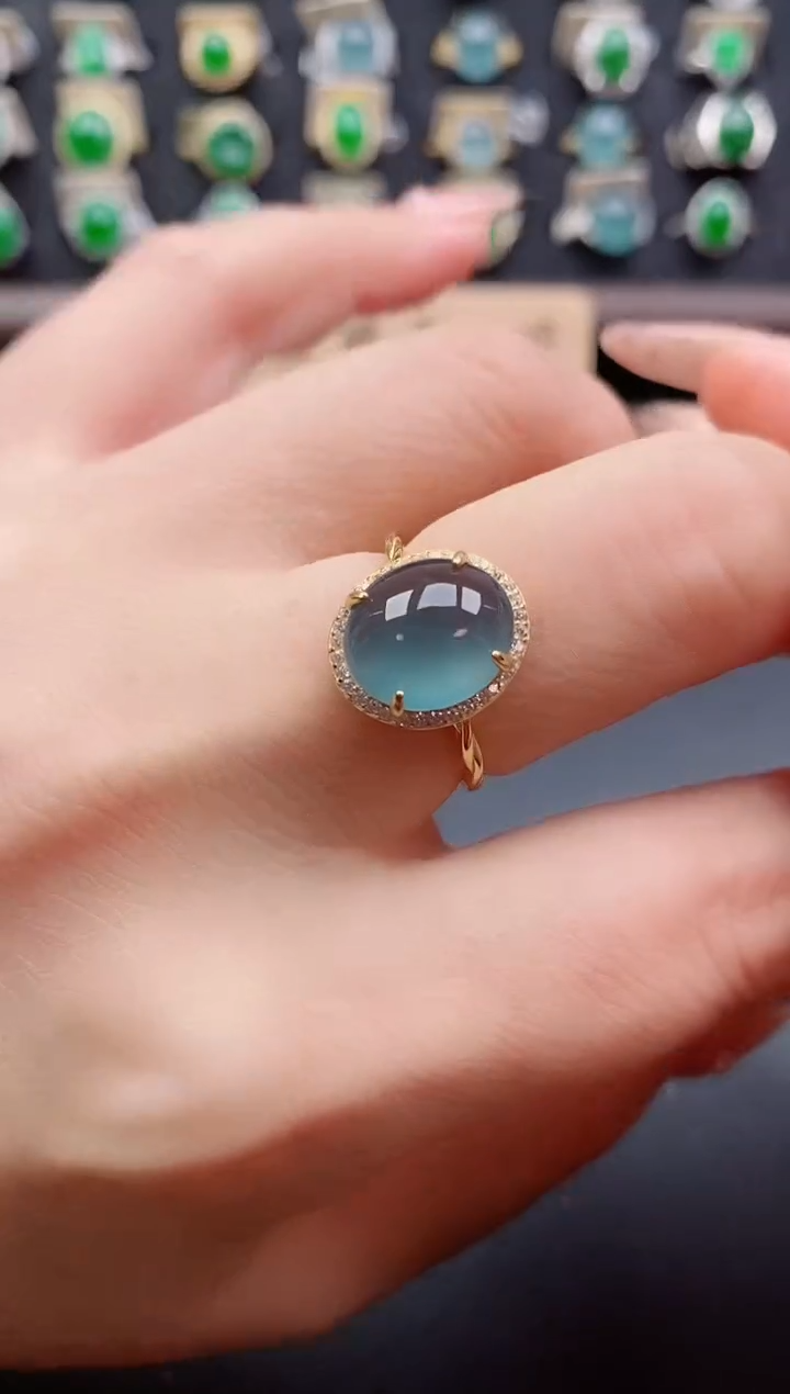 银S925镶嵌戒指翡翠1