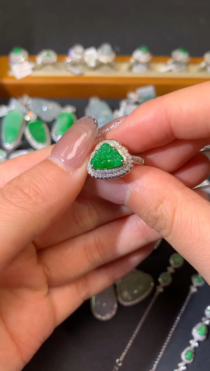 【闪购商品】翡翠18K金镶嵌吊坠(不含链)戒指