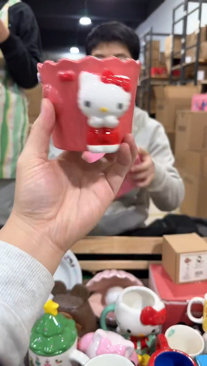 瓷片原盒kt猫收纳花盆