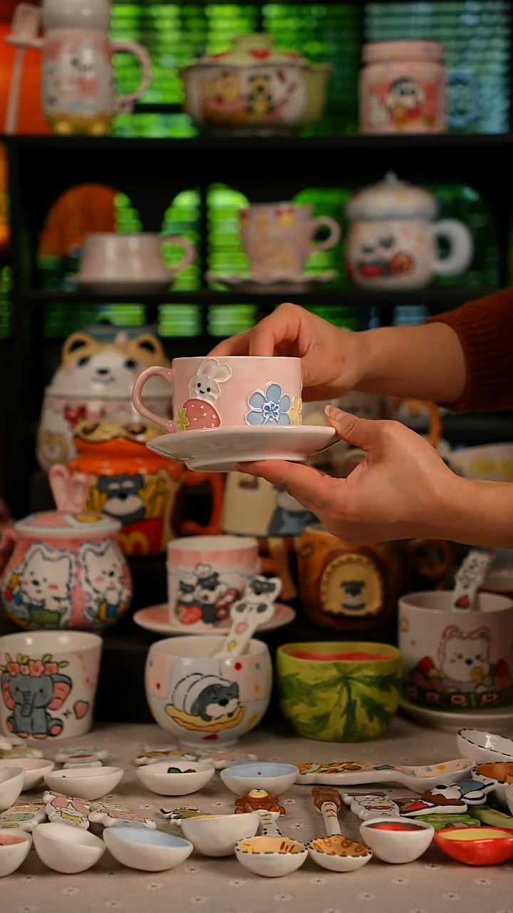 陶瓷无盖款景德镇高温釉下彩纯手绘创意瓷