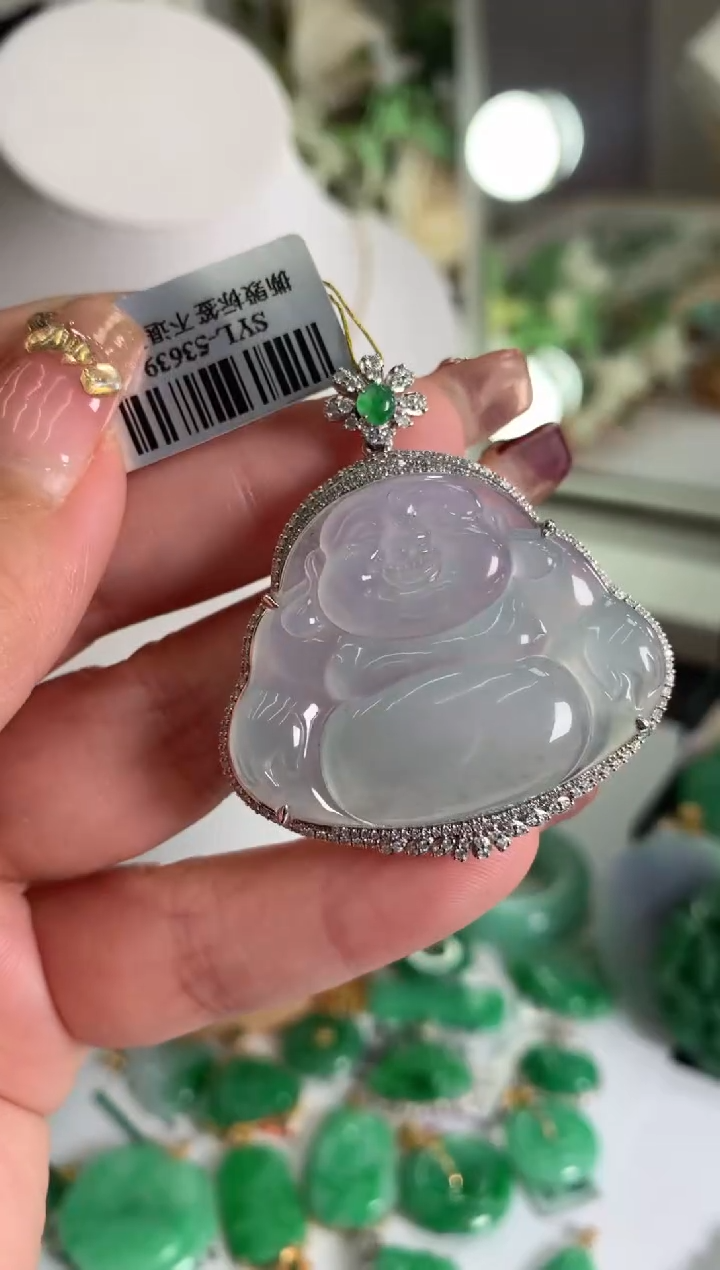 【闪购商品】翡翠颈饰18K金镶嵌挂件